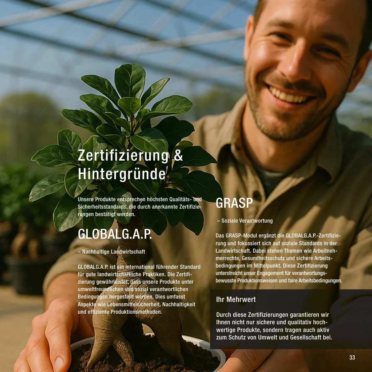 Seite 33 der Imagebroschüre: Zertifizierung & Hintergründe